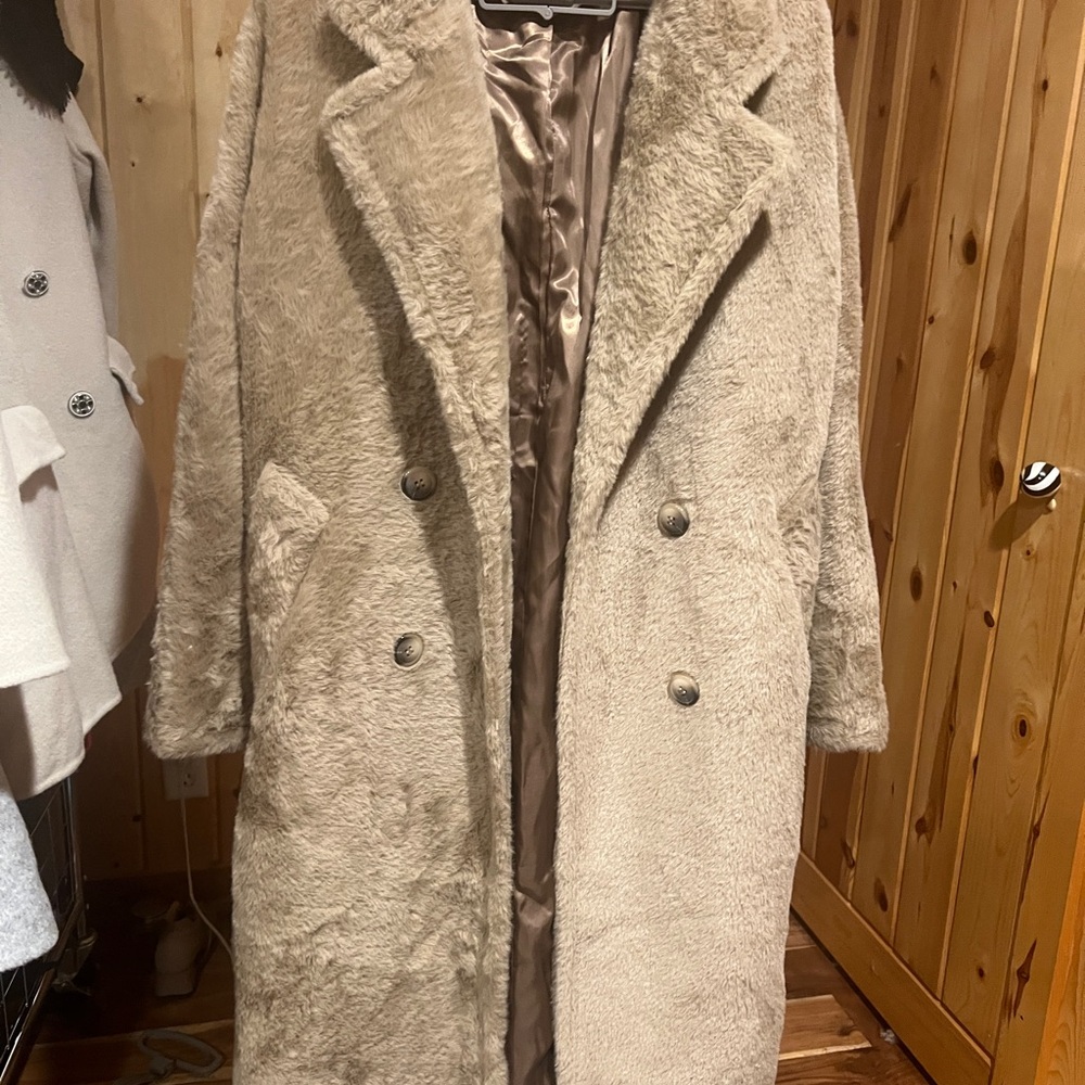 Classic Women's khaki Minky Long Coat